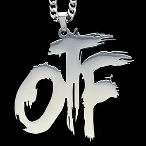 OTF Necklace Lil Durk King Von 2" Mirror Polished Pendant Laser Carved Stainless Steel Chain Included Rust & Corrosion Resistant Free Gift Included