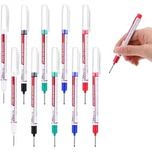 Waterproof 10 PCS Marker Pens - Long Head Deep Hole (20mm) for Construction, Carpenter & Metal