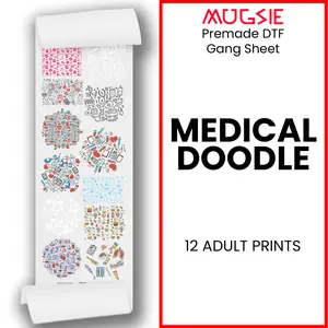 Medical Doodle Direct-to-Film DTF Transfer Gang Sheets - 22x60