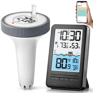 WiFi Pool Thermometer with Easy-to-Read 4" LCD Display, Perfect Thermometer for Indoor & Swimming Pool, Hot Tub, Spa, Aquarium, Ponds, and Baths, 1 Sensor