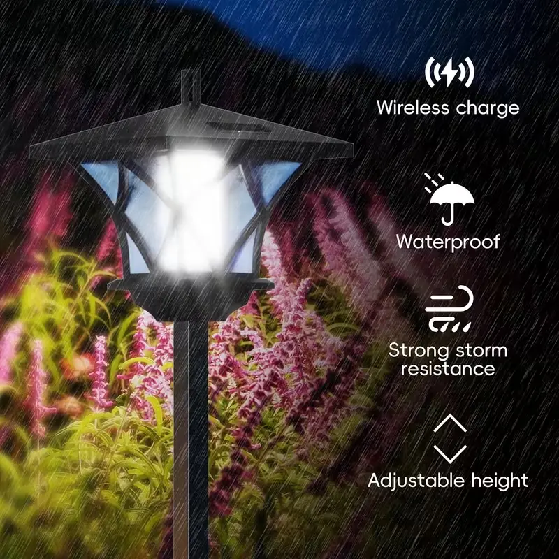 59-in Retro Black Solar-Powered Dual-Purpose Outdoor Post Light Pole, Ideal for Patios, Gardens, Pathways (Home Improvement Outdoor Lighting) sohochic