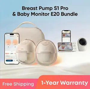 [LIVE Bundle] eufy S1 Pro Heated Wearable Breast Pump + eufy Baby Monitor E20 Bundle, Hands-Free HeatFlow, App-Controlled, Hospital-Grade Suction, 2K Camera, 5'' Display