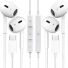 Type-C Wired Semi-In-Ear Electronic Headset with Volume Control, Mic, HiFi Stereo, Noise Isolation, Headphone Jack - Plug-In Earbuds for Gaming, Leisure - Compatible with Devices Including iPhone, Galaxy S23-S20/Ultra, Note 10/20, Pixel 7-4, OnePlus 9/8