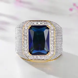 European and American Style Zircon Hip-Hop Dominant Square Men's Ring Fashion Retro Versatile Trendy Men's Ring