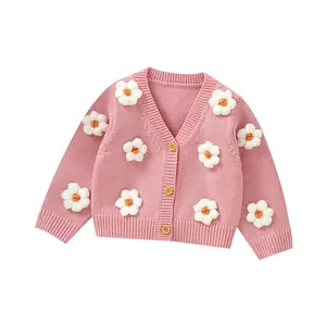 Mimixiong ODM  Knitted Newborn Baby Handmade Flowers Pattern  Sweater Coat  Cardigans  Clothes  Clothing