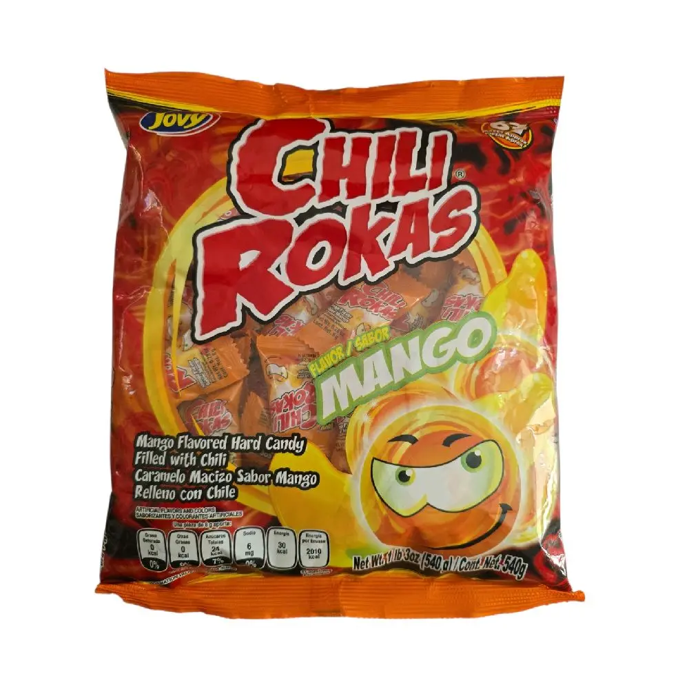 Jovy Chili Rokas Mix or Mango Hard Candy with Chili Filling – 19 oz (540 g)