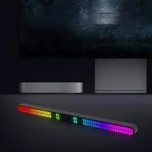 USB Powered Sound Pickup Monitor Light Bar, 1 Count RGB Dynamic Effect Voice-Activated Pickup Music Rhythm Light, Magnetic Sound Pickup Light Strip