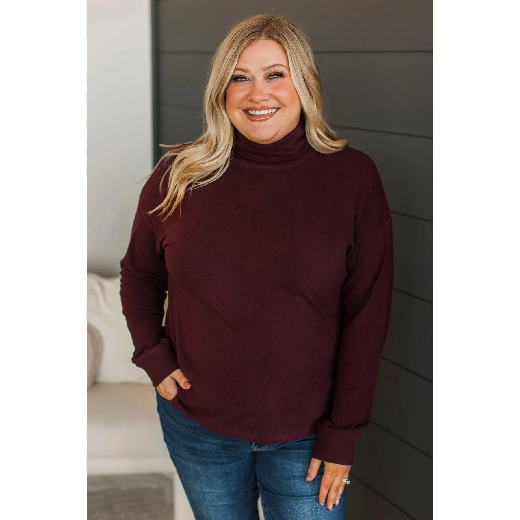 Women's Crazy For Love Cotton Knit Sweater, Maroon, Long Sleeve, Lightweight Fabric Knitwear, Fit, Casual