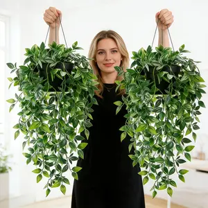 Simulated Mandala Leaf Large Artificial Hanging Green Plant