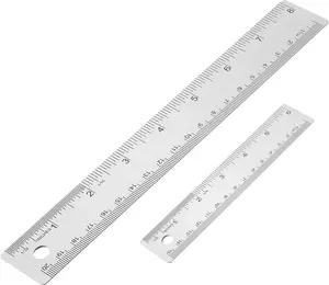 6, 8 Inch Stainless Steel Ruler Straight Edge Ruler, 2 count Cork Backing Non-Slip Metal Ruler with Inches Centimeter Metric Measuring Tools for Office