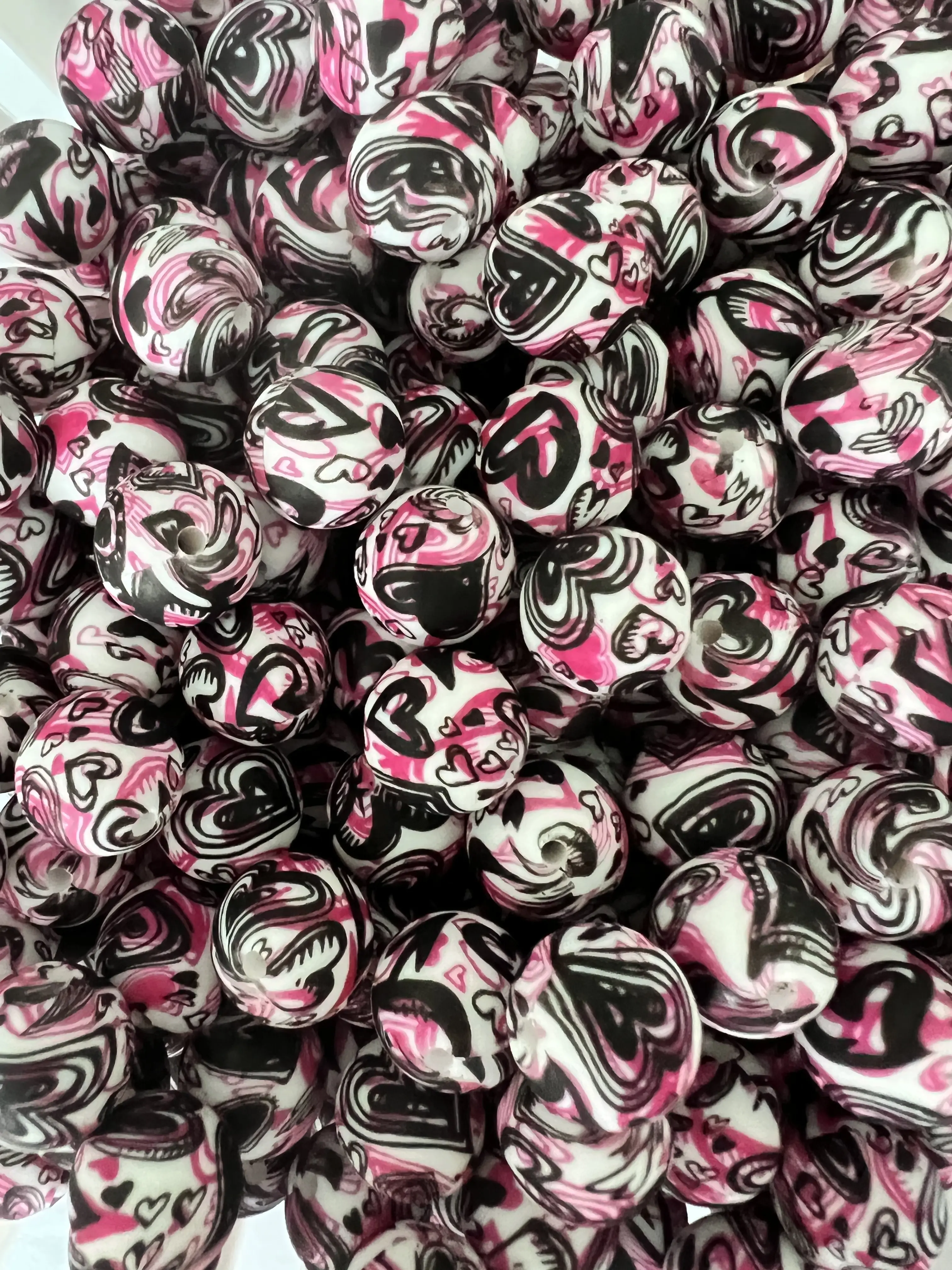 15mm Heart Silicone Beads, Round, DIY Pens, DIY keychain, Loose, Valentine's Day, Cupid