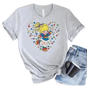 Rainbow Brite Heart Classic T-Shirt, Cute Retro Rainbow Cartoon Shirt, 80s Vintage Aesthetic Tee, Cotton Top