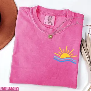 Comfort Colors Summer Shirt, Beach Shirts, Coastal Sunshine Shirt, Summer Vacation Tee, Retro Beach Graphic Shirt, Cute Women Shirt