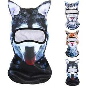 3D Cat Ski Mask Dog|Cat|Tiger Balaclava Sheisty Breathable Cycling Mask Ice Silk Face Cover for Sunscreen Protection Outdoor