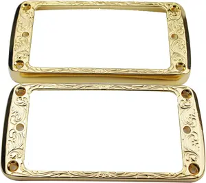 Curved Bottom Metal Humbucker Pickup Mounting Ring Set - Bridge and Neck Pickups Cover Frame Replacement Compatible with Les Paul LP Style Electric Guitar(2PCS, gold)