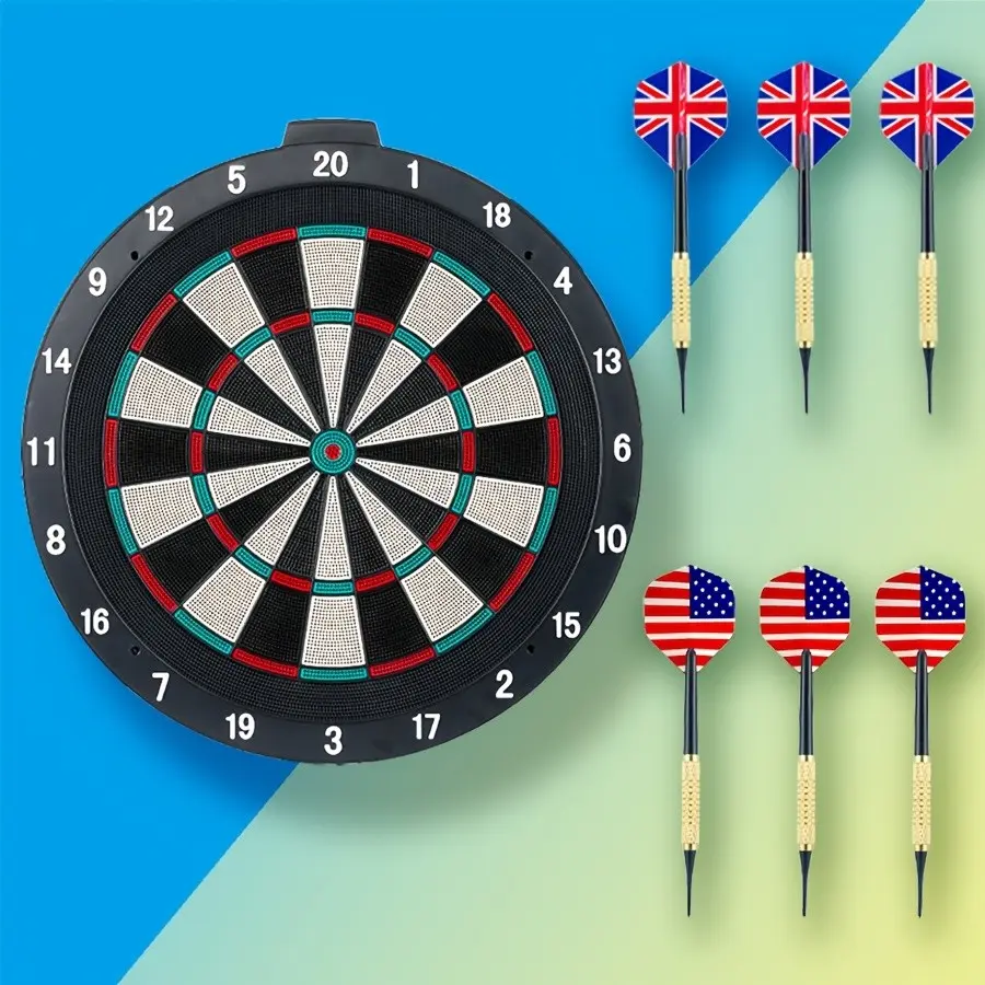18-Inch Plastic Dart Board with 6pcs Beautiful Darts for Indoor And Outdoor Gaming Sports Safety Practice