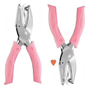 2PCS Star Heart One Hole Punch 1/4" Small Hole Metal Handheld Craft Shape Hole Puncher with Soft-Handled, Single Earring Card Hole Paper Punch for DIY Projects Office Tags Clothing Ticket(Star, Heart)