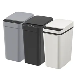 17L / 4.49 Gal Smart Trash Can, Triple-Mode Sensor Slim with Lid, Equipped with Motion Sensor for Wave/Foot/Knee Activation | One-Touch Constant Open | Odor-Proof Sealing | Suitable for Bathroom/Kitchen/Living Room/Office (Requires 2 AA Batteries)