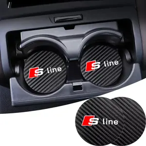 For Audi s line 2Pcs Car Coaster Water Cup Bottle Holder Anti-slip Pad Mat Silica Gel Bottle Holder Pad Car Accessories