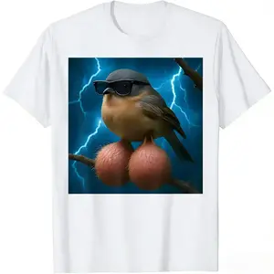 100% Cotton  Funny Bird Meme Graphic T-Shirt – "Bird with Balls" Inspired Humor Tee, Viral Meme Streetwear Shirt, Unisex Casual Short Sleeve Top, Soft Comfortable Fit, Trendy Graphic Tee, Gift for Meme Lovers & Bird Fans Everyday Wea