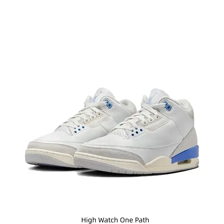 Off White Beige Suede Mid Top Jordan Casual Sneakers Light Blue Jumpman Logo Air Cushion Rubber Outsole Daily Walking Trainers for Men Women Street Fashion
