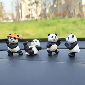 4pcs Panda Car Ornaments Center Console Desk Decorations Small Interior Accessories For Office And Car Decoration