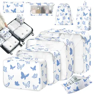 8 pcs Lightweight Packing Cubes for Suitcases, Travel Luggage Packing Organizers, Essential Travel Accessories with Shoe, Cosmetics, Clothing, and towel Laundry Bags, Travel Essentials for Women Men， Travel Organization Pouch