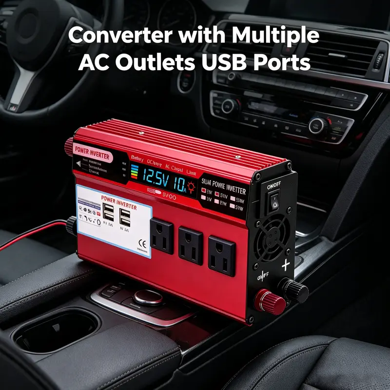 Peak 5000W Car Power Inverter - DC 12V to AC 110V Compact and Portable Unit with Multiple Outlets, Fast Charge USB Ports, Vehicle Adapter for Trucks/RVs, 200W & Above Conversion for Phones, Laptops, Tablets for Outdoor Trips