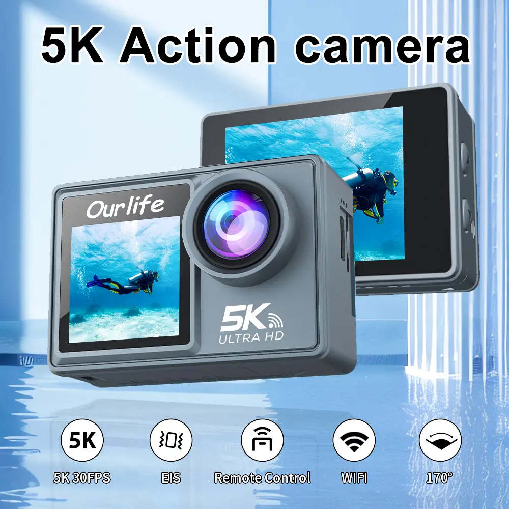 Outdoor Waterproof Action Camera - 50MP Digital Video Camera with Touch Screen, Portable Design, Suitable for Water Sports, Underwater & Fishing vlogging camera