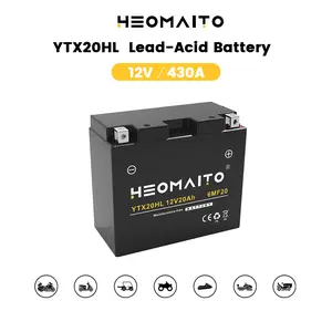 HEOMAITO AGM YTX20HL-BS 12V 20Ah 430 CCA Motorcycle Battery - Sealed Maintenance Free, Low Temp Start, 4-Way Terminal, IP55 - High Performance Replacement for ATV 400-1000CC, Motorcycle 450-1000CC, Scooter, Snowmobile