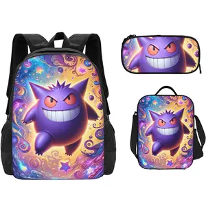 Cross-border bestseller Gengar three-piece set student schoolbag children's backpack for primary and secondary school students