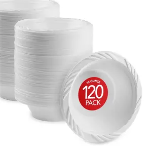 Stock Your Home (240 Pack) 12 oz Elegant White Plastic Bowls for Parties Small Disposable Bowl for Fancy Dinner or Cocktail Party, Soup and Salad, Thick and Sturdy