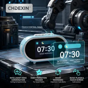 AI-Powered Kids Smart Alarm Clock Interactive Voice Control Time Manager Pomodoro Timer & Habit Tracker Clock Multifunctional Children’S Learning Clock Touchscreen Smart Bedside Companion Habit Formation Tracker For Kids 50-Set Customizable Alarm Clock