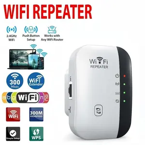 300Mbps WiFi Repeater, Easy Setup Wi-Fi Extender, WiFi Range Extender for Home Office, WiFi Signal Booster Amplifier with 7 Indicator Lights