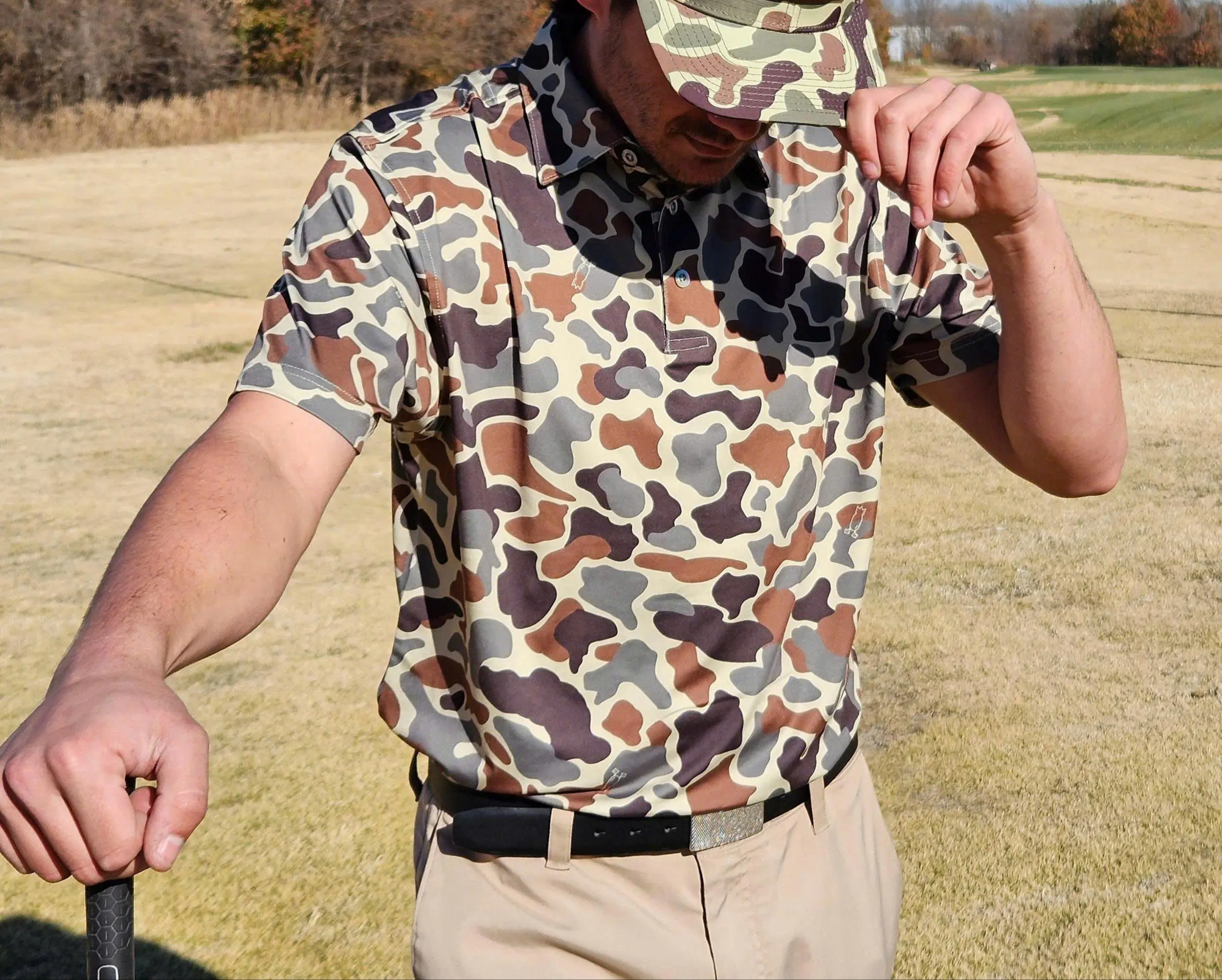 Men’s Bottomland Camo Polo | Men’s Performance Polo | Classic Deer Camo, Whitetail & Duck Hunting Inspires Golf Shirt