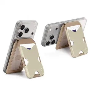Design for MagSafe Wallet, Holds 2 Cards, MagFit Compatible with iPhone 17/16/15/14/13/12 Models, Pixel 10 Series, MagSafe-Cases, Pixelsnap and More, Card Holder - Orange Beige, Phone Accessories