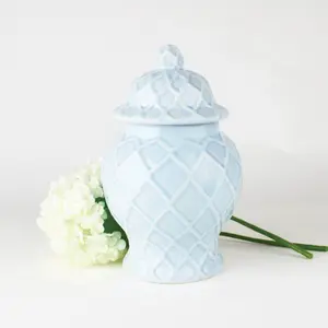 Light Blue Textured Ginger Jar