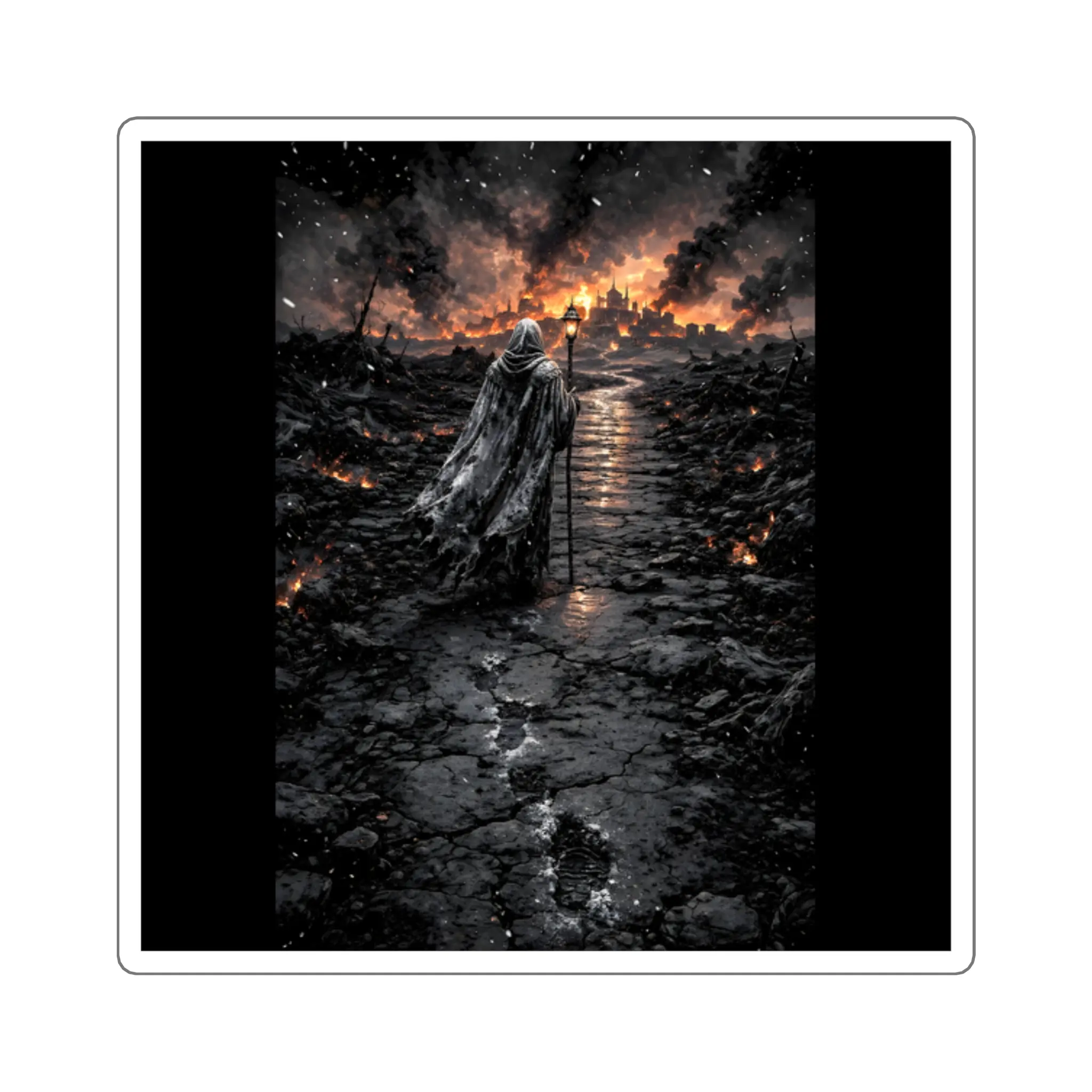 Dark Fantasy The Ash Pilgrim Sticker | Gothic Decal | DnD Laptop | Medieval Art | Dark Aesthetic | Dark Version