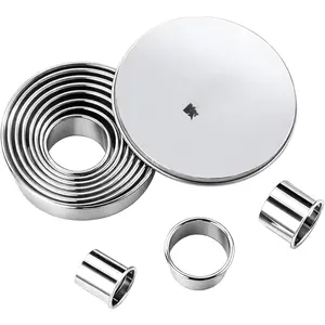 12 count 304 Stainless Steel Biscuit  Set - Round Cookie Cutters for Baking (1/2/3/4/5'') with Storage Box, Dough Pastry Cake Circle  Ring Molds, Non-Rust, Dishwasher Safe & 1.5'' High