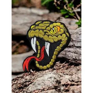 Snake Head Patch, Easy-Application Embroidery Patch for Home Decor, Personal Protection, Patches