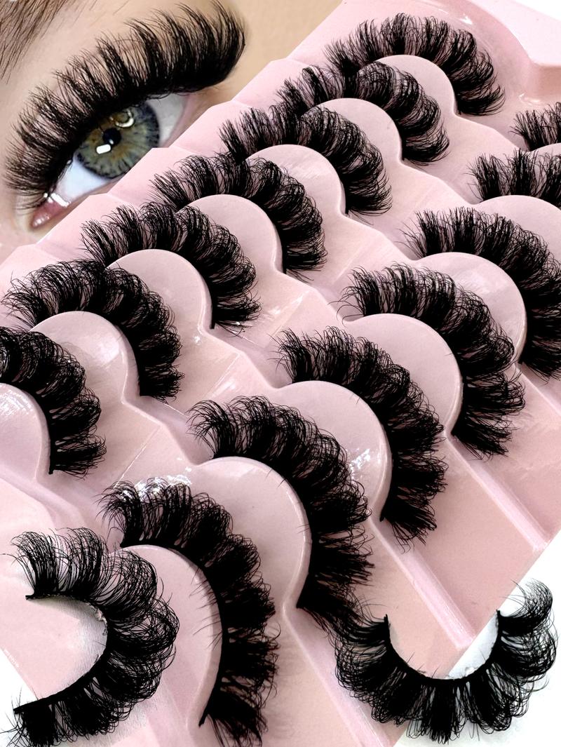 7 Pairs Natural Looking Thick & Fluffy Faux Mink 3D Eyelashes, Russian Volume Lashes Drama Messy Mink Eyelashes, Smart Long Winged Fox Eye Lifting & Lengthening Eyelash Extension Kit, Full Lash Strip Reusable For Daily & Party Use