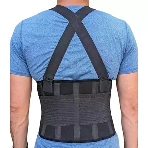 Adjustable Work Back Brace with Shoulder Straps, Breathable Lumbar Support Belt for Men & Women, Strong Back Support for Lifting, Warehouse, Construction & Moving