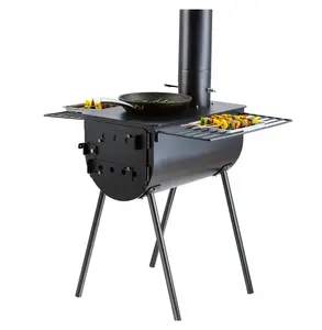 VEVOR Wood Stove 118 inch, Portable Camping Stove with Chimney Carbon Steel