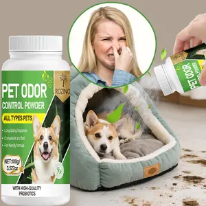 100g Pet Odor Control Powder, added with high - quality probiotics, suitable for various pets, with long - lasting fragrance, convenient and fast to use, using pet - friendly formula, good effect in controlling pet odor!