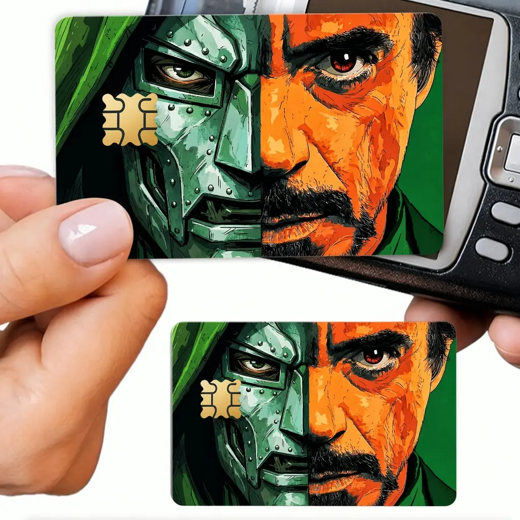 Doom Credit Card Skin | Dark Rainy Waterproof Villain Sticker , Holographic Vinyl Card Cover