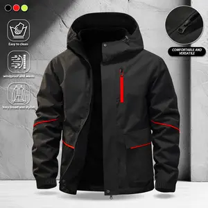 Men's Casual Multi-Pocket Jacket with Adjustable Hood and Striped Design, Windproof and Durable Surface, Suitable for Outdoor Adventures, Fishing, Daily Leisure, Sports Commuting, Ideal for Spring and Autumn Seasons Coats Stylish