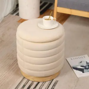 16.5" Tall Ottoman Velvet with Storage(Cream)