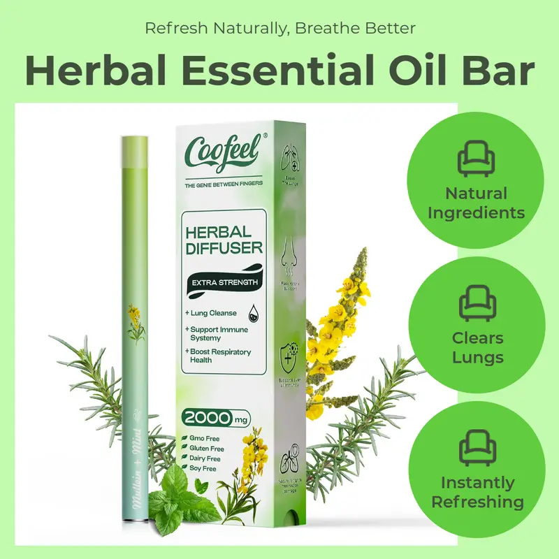 Coofeel Natural peppermint herbal essential oil oral energy bar - supports health