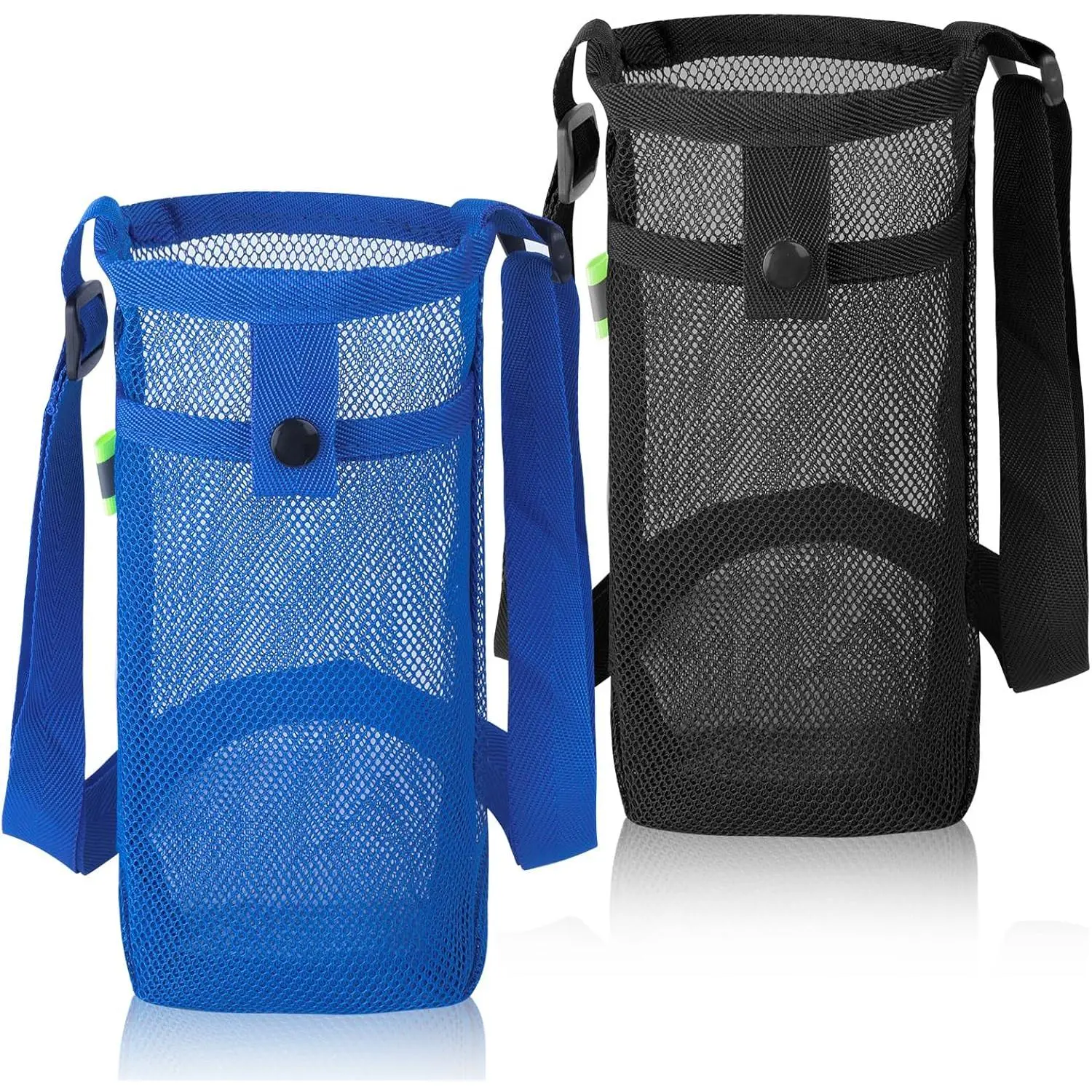 2 Packs Bottle Holder With Strap, Mesh Sling With Adjustable  Strap, Portable Bag With Pocket, Water Bottle Carrier for Walking, Hiking, Travelling
