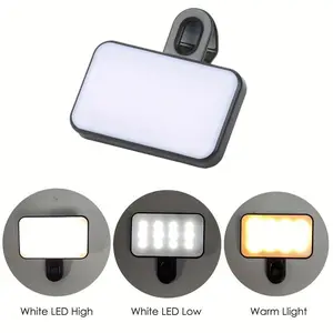 1pc Rechargeable Portable LED Fill Light: 3 Lighting Modes, Clip-On Design, Compatible with iPhone 15/14/13/12/11 Pro XS, Samsung A72/A71/A52/A51 – Suitable for Phones, Cameras, Videos, Zoom Meetings, Adjustable